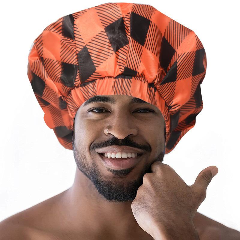 

Шапочка для душа двухслойная водонепроницаемая ткань Оксфорд шапочка для ванны для длинных волос с принтом масляных капель подходит для мужчин густые длинные заплетенные волосы