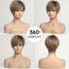 Haircube perucas dianteiras do laço ombre marrom remy cabelo humano cinza marrom pixie corte de cabelo com bang curto peruca reta para as mulheres bob peruca humana