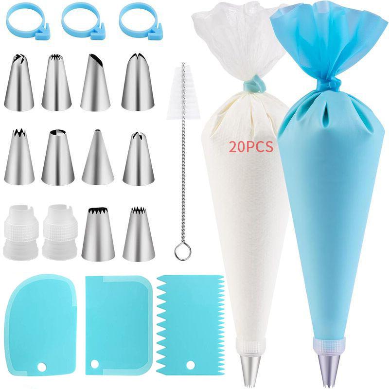 40Pcs Cake Decorating Kit with Stainless Steel Tips TPU Reusable Piping Bag for Cupcake Cookie Pastry Making