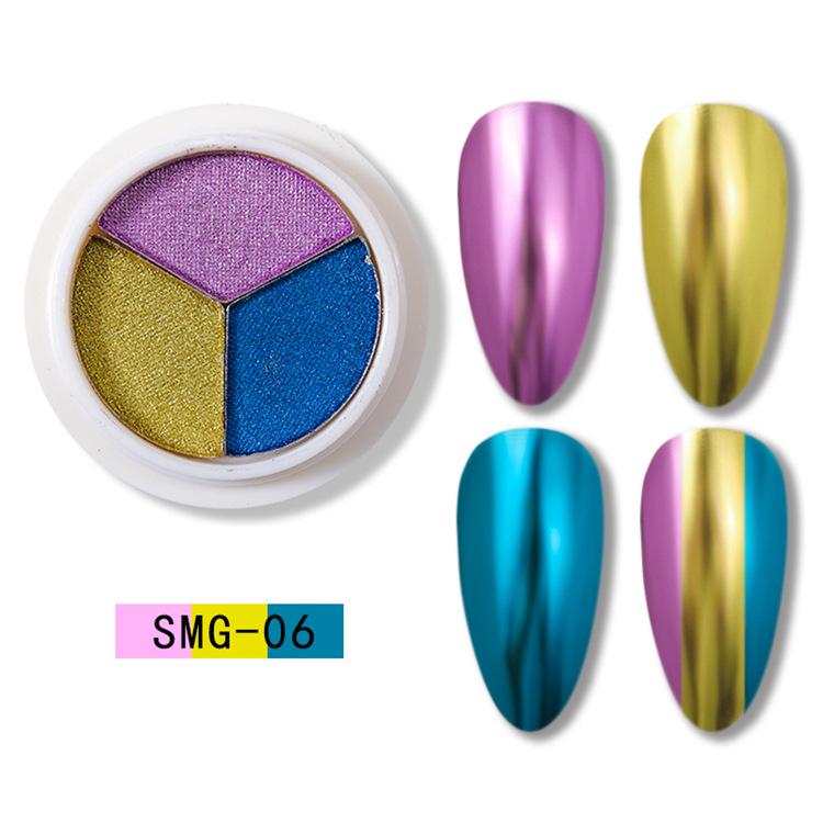 Aurora Triple-Color Nail Mirror Powder Set