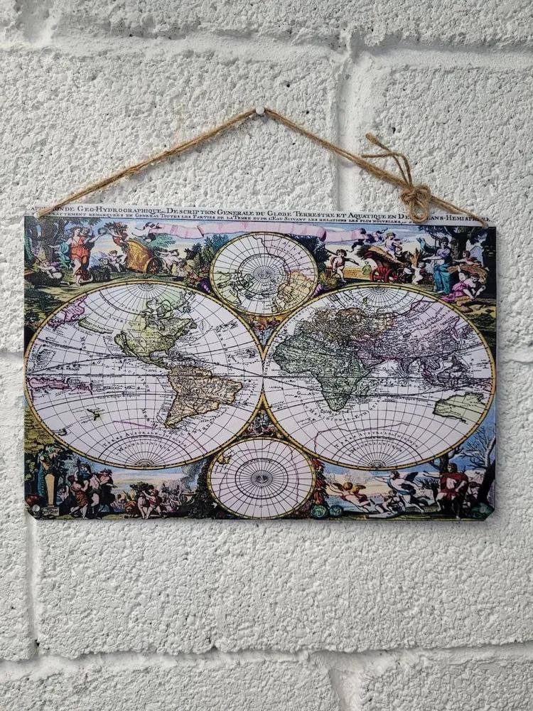 Middle Earth Map Lord of the Rings Tin Sign, Vintage Fantasy Metal Wall Art