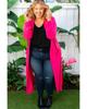 Azura Exchange Strawberry Pink Plus Size Side Split Pockets Duster Cardigan