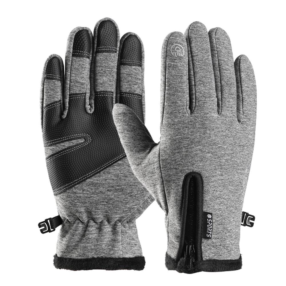 Unisex Fleece-Lined Waterproof Gloves: Touchscreen, Cold-Proof, Zippered for Outdoor Cycling & Motorcycling