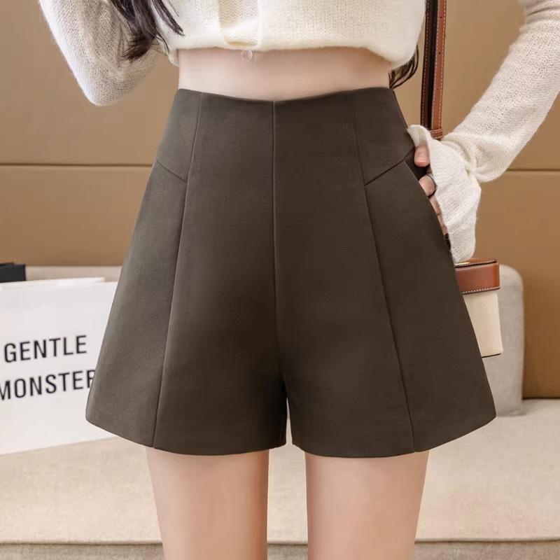 

Шерстяные шорты для женщин Осенью и Зимой Новые Твидовые шорты с высокой талией Универсальные А-силуэта с широкими штанинами Трехточечные брюки-бутылки 2XL