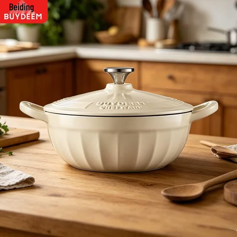 Buydeem 24CM Enamel Cast Iron Stew Pot