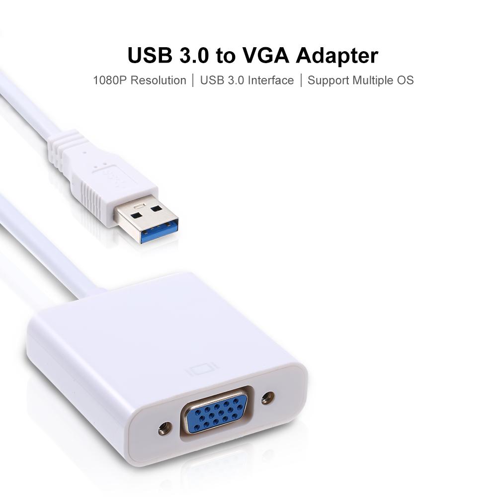 USB3.0 auf VGA Buchse Adapter Konverter Kabel 1080p für PC Laptop Projektor TV Box
