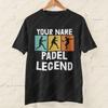 Personalizované Tričko z Bavlny s Vaším Jménem The Padel Legend pro Fanoušky Padelu Silueta Tenisty Sportovní Ležérní Tištěné Unisex Vrcholy