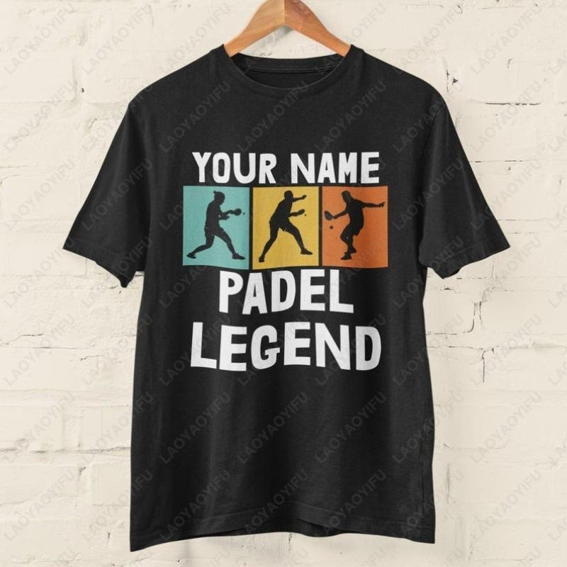 

Personalised Your Name The Padel Legend Cotton TShirt for Padel Fans Tennis Player Silhouette Sports Casual Printed Unisex Tops S