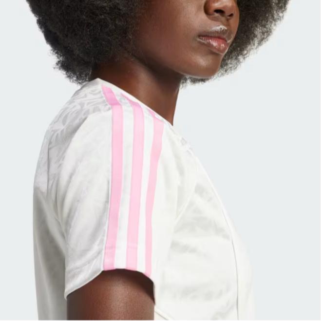 adidas Originals Baby Tea Striped Round Neck Slim Fit Short Sleeve T-Shirt Women Tops White IW5478