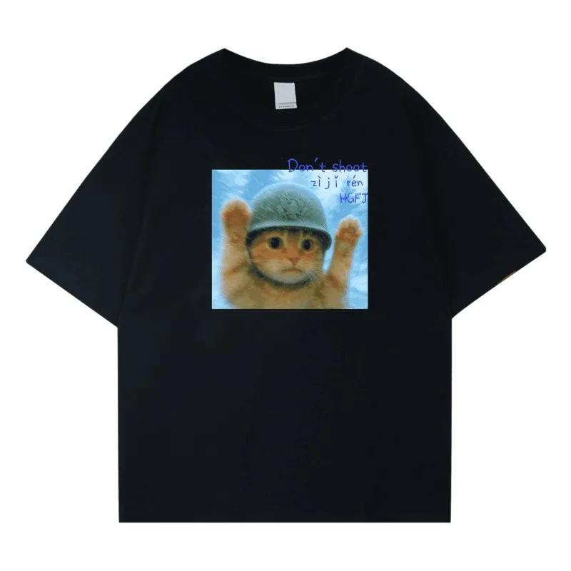 New Century Cat Grafik T-Shirt 2025 High Street Sommer Unisex Streetwear Rundhals Lässige Kurze Ärmel Damenbekleidung