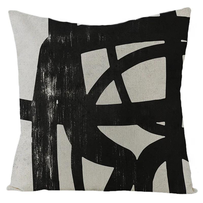 Nordic Abstract Linen Pillowcase Home Sofa Bedside Cushion Pillowcase 45x45cm Home Fashion Art Painting Printed Pillow Case