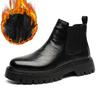 men's casual business office chelsea boots autumn winter shoes cowboy natural leather boot black stylish platform ankle botas