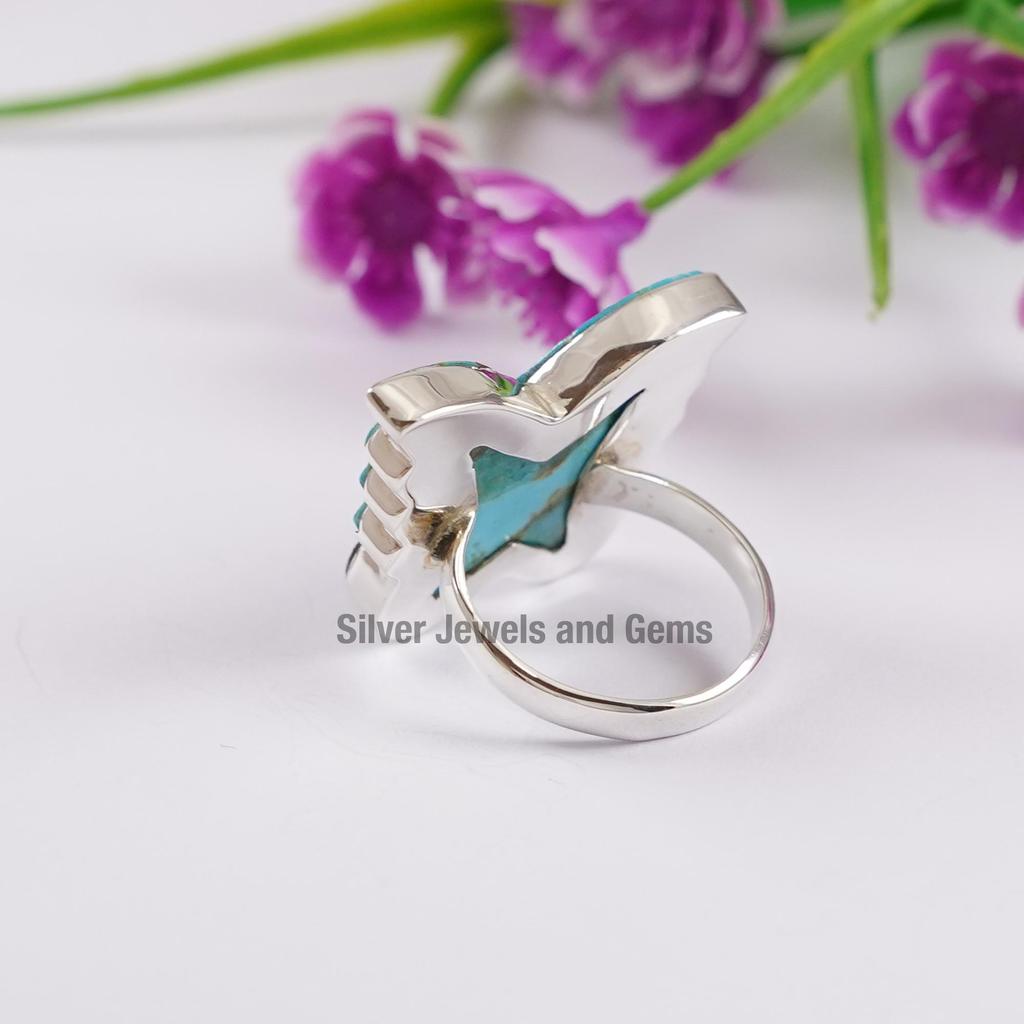 Kingman Turquoise Butterfly Ring: Sterling Silver Gemstone Jewelry