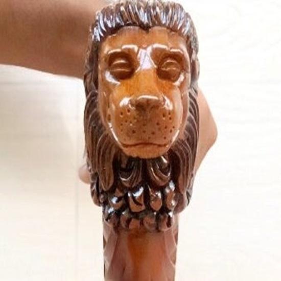 Bengala Cabeça de Leão Bengala de Madeira Design Arte Cabo Ergonômico para Palma Madeira Entalhada Andar Presentes para Saúde e Cuidados Presente de Halloween