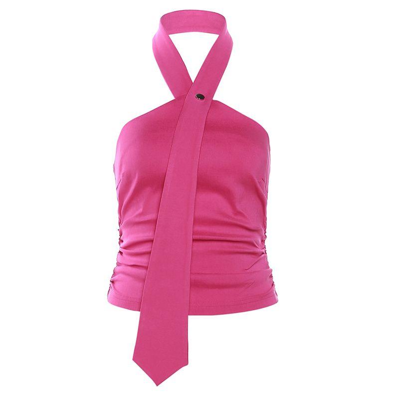 

# Sisjuly# Taiku Острая жареная уличная драг-сестра Розово-красный Супер белый Элегантный Слим Слинг Женский Дикий Жилет Мода Rose Red M