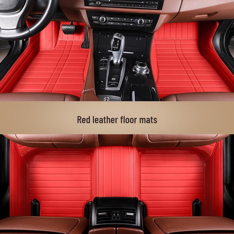 Genuine Leather Full Surround Car Floor Mats for 22 Volkswagen Models: Magotan, Tiguan L, Teramont X, Passat.