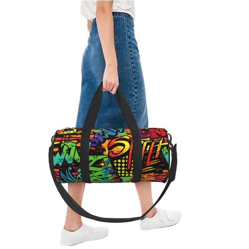 Neonové Graffiti Umělecký Tisk Cestovní Taška Duffel Unisex Lehká Nepromokavá Odolná Kabelky Jóga Posilovna Sportovní Taška Fitness Tašky Dárky