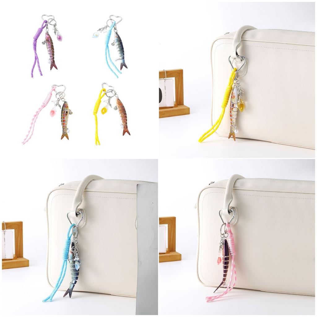 Articulated Fishing Lure Keyring Flexible Body Handmade Keychain Decoration Bag Accessory for Fishing Enthusiast