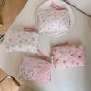 Cute Pink Style Makeup Lipstick Airpods Case Floral Quilted Makeup Bag Women's Sweet Mini Lipstick Cosmetic Pouch for Period