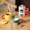 Retro Girl Mug with Lid Girl High Looking Ceramic Cup Creative Water Cup Office Coffee Breakfast Cup