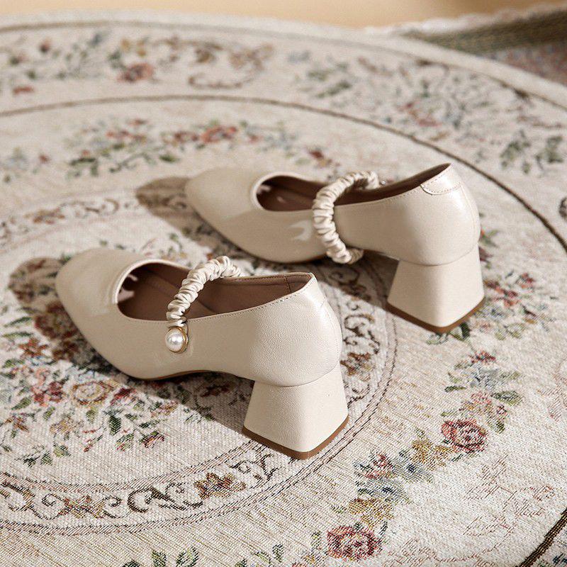 2025 Women’s Mary Jane Fairy Style Square Toe High Chunky Heel Shoes - Versatile for All Seasons