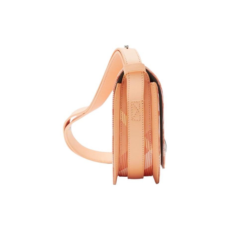 Burberry Peach Check Saddle Crossbody Bag, Luxury Hardware Adjustable Strap Shoulder Handbag for Women, Daily Commute & Casual 80814091
