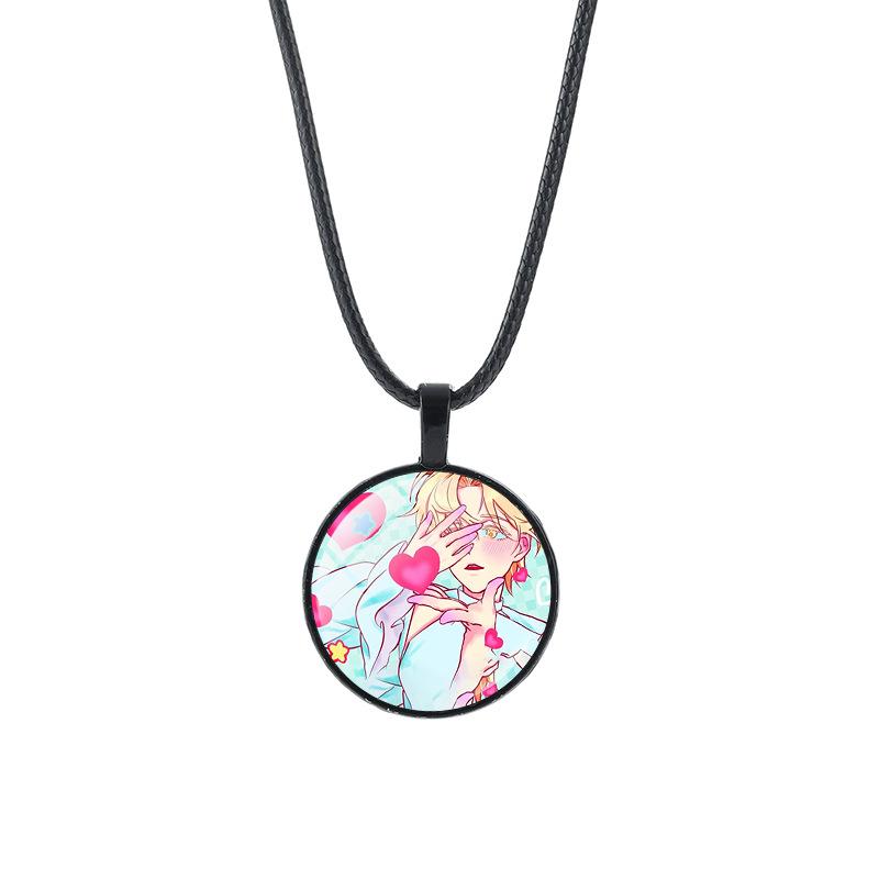 Alien Stage Anime Pendant Necklace with Time Gem on Black Rope Chain