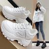 Popular Dad Shoes Girl 2025 Spring and Autumn New Leather Comfortable Wear-resistant Muffin Shoes Sports Running Shoes Little White Shoes Woman