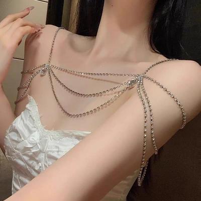 Water Drop Rhinestones Shoulder Chain Luxury Women's Shoulder Chain  Bridal