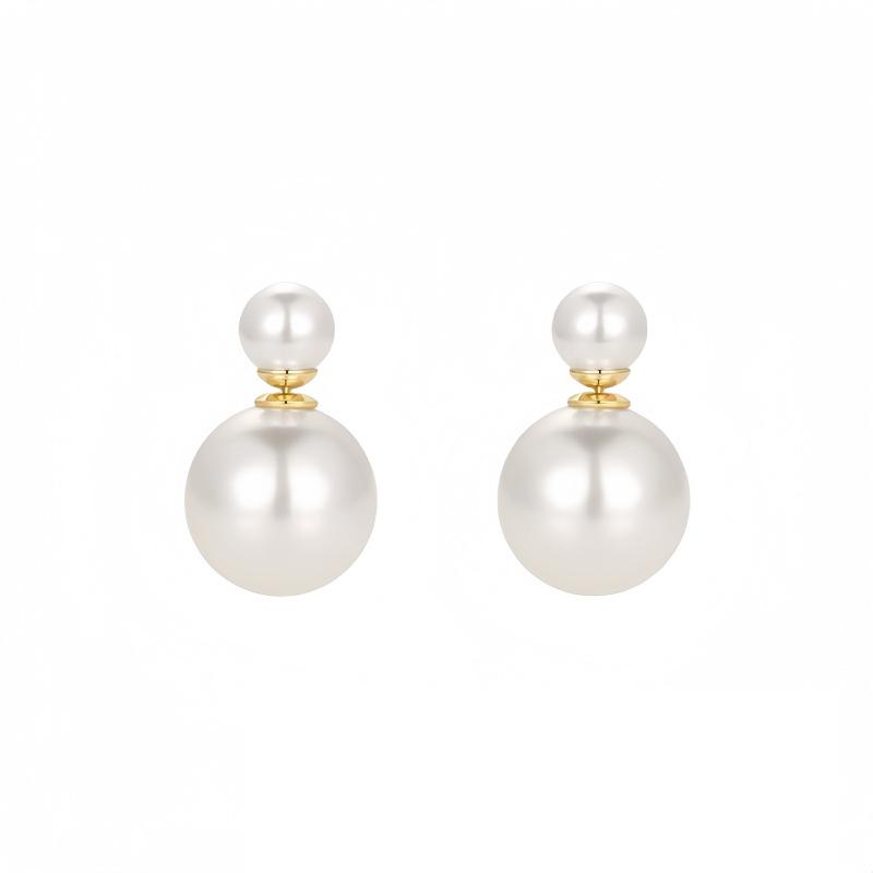 Imitation Pearl Earrings Non-Fading Red Half Circle 1 Pair Lightweight Stud Earrings for Office Cocktail Party A4