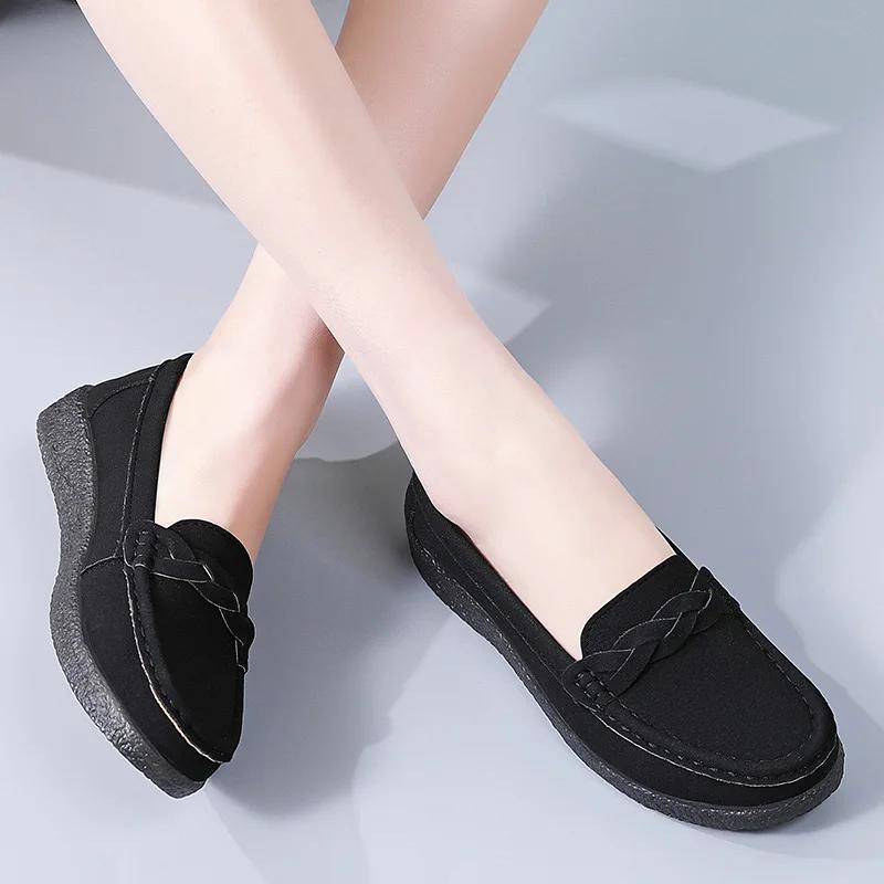 Dames Casual Schoenen Lente Mode Merk Designer Loafers Faux Suède Nieuw Platform Zachte Zool Antislip Platte Schoenen Zapatos Mujer