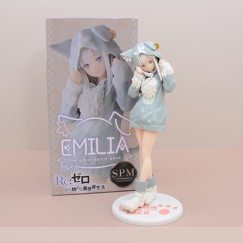 22CM Anime Re:Zero kara Hajimeru Isekai Seikatsu Figura Modello Ram Puck Vestiti di Partenza Emilia Collezione Giocattolo Regalo PVC