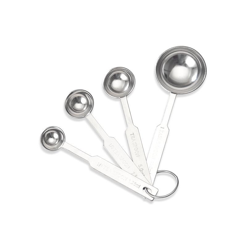 4-Piece Stainless Steel Measuring Spoon Set with Scale for Coffee, Baking, and Seasoning