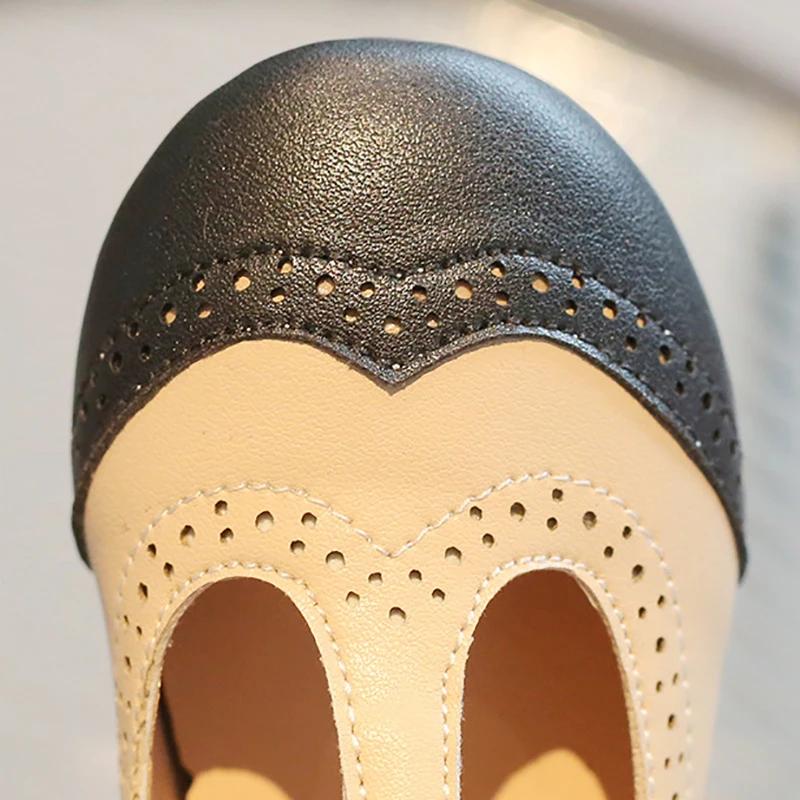 Kids Shoes Girls Shoe PU Leather Girls Dress Shoe Hollow Princess Shoes Girls Mary Jane Flats Kids