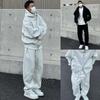Unisex Autumn/Winter Two-Piece Set: Loose Hooded Jacket, Sweatshirt, and Solid Color Straight-Leg Sweatpants