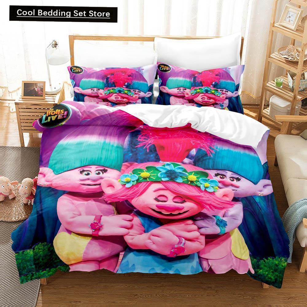 3D Print Cartoons Bed Sheet Set Trolls Bedding Set Single Twin Full Queen King Size Bed Set Adult Kid Bedroom Duvet cover Sets