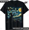 Cat Under The Starry Sky Tee  Van Gogh Spirit Shirts  Graphic T Shirts Unisex Clothes Tops Camisas Streetwear Ropa Hombre