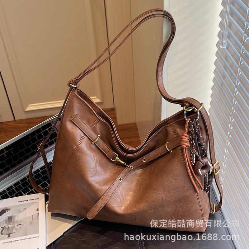 Tote Bag Women's Large Capacity 2025 New Autumn and Winter Retro Casual Shoulder Commuter Bag Multi-functional Backpack Backpack