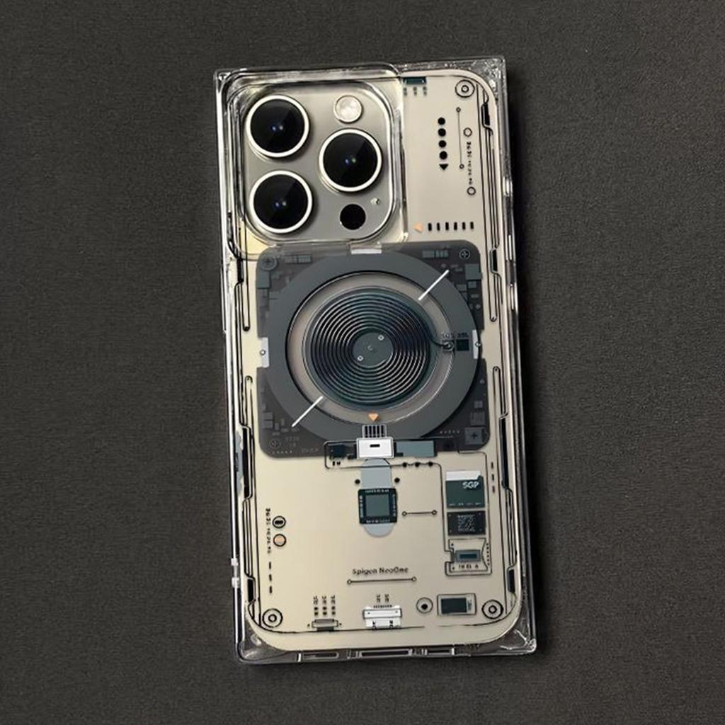 Air Bag Anti-fall Shell Ice Crystal Square Shell Bracket for Apple Mobile Phone Case High-end Japanese and Korean Creative Simple Transparent Ins