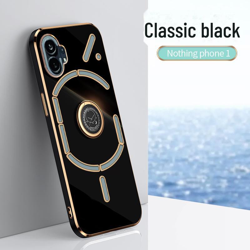 Elektropokovený silikonový kryt proti pádu pro Nothing Phone1 s rovnými hranami a kruhovým stojánkem
