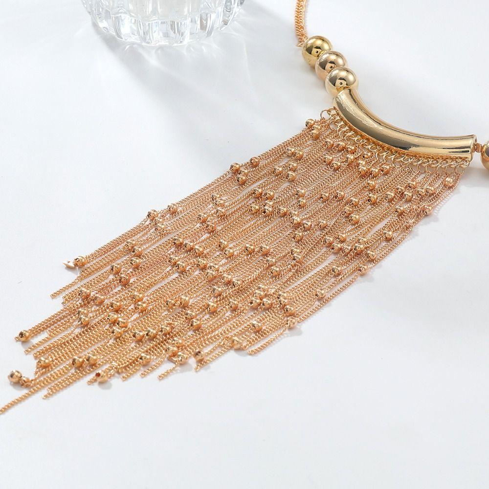 Multi-layer Long Sweater Chain Tassel Bead Bohemian Style Necklace Tassel Long Necklace  Party