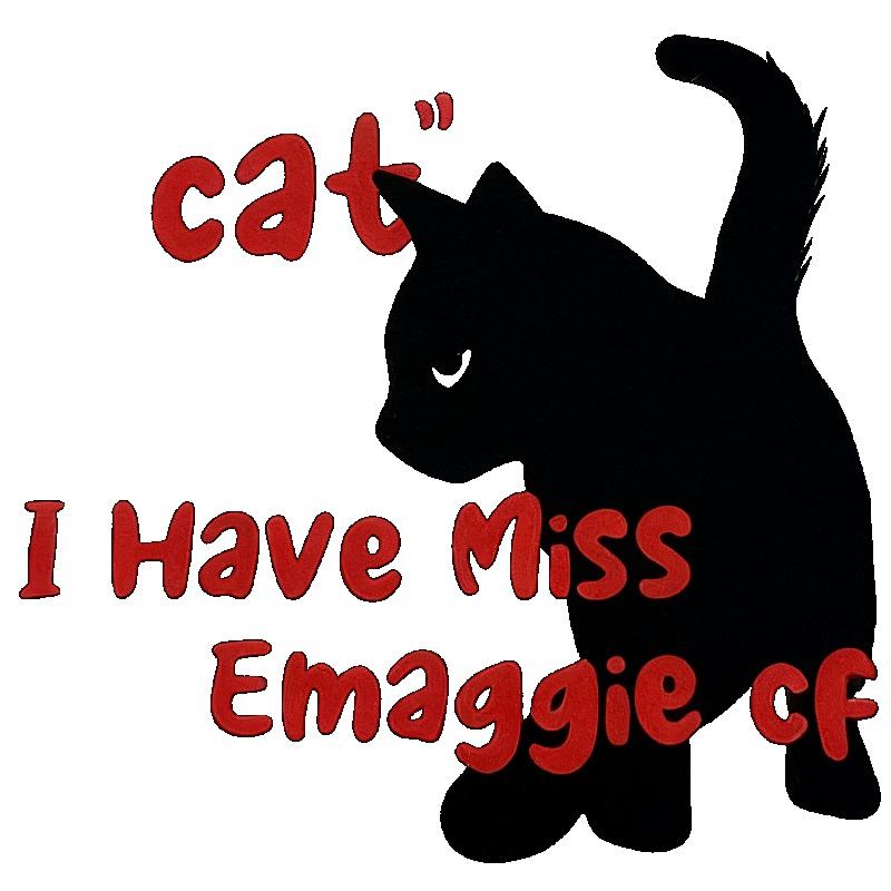 Oversized T-Shirt Black Cat Graphic Print I Have Miss Emaggie CF Statement Design Casual Streetwear Fashion Top Women Summer Outfit