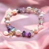 100% Natural Freshwater Pearl & Purple Crystal 14K Gold Filled Female Charm Bracelet  For Women Christmas Gifts No Fade