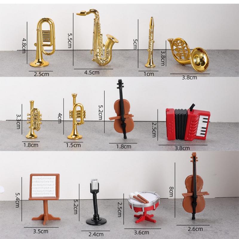 1 Set Home Decor Toy 1:12 Dollhouse Miniature Accordion Sax Classical Musical Instrument Model Ornament Doll House Accessories