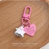 Sweet Little Ghost Heart Pendant Keychain - Pink & Black Round Buckle