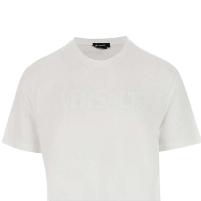 Versace Ss22 Logo Plain Round Neck Short Sleeve T-Shirt Men T-Shirts White 1003908-1A02797-1W000
