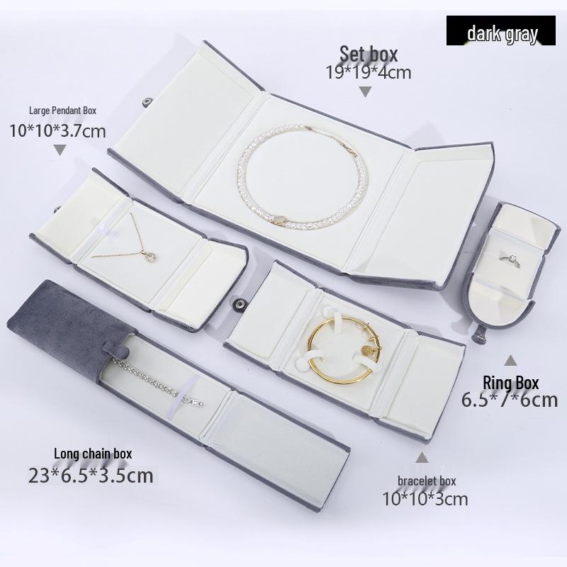 Elegant Double-Opening Velvet Jewelry Box for Rings, Bracelets, and Necklaces with Snap-Button Closure