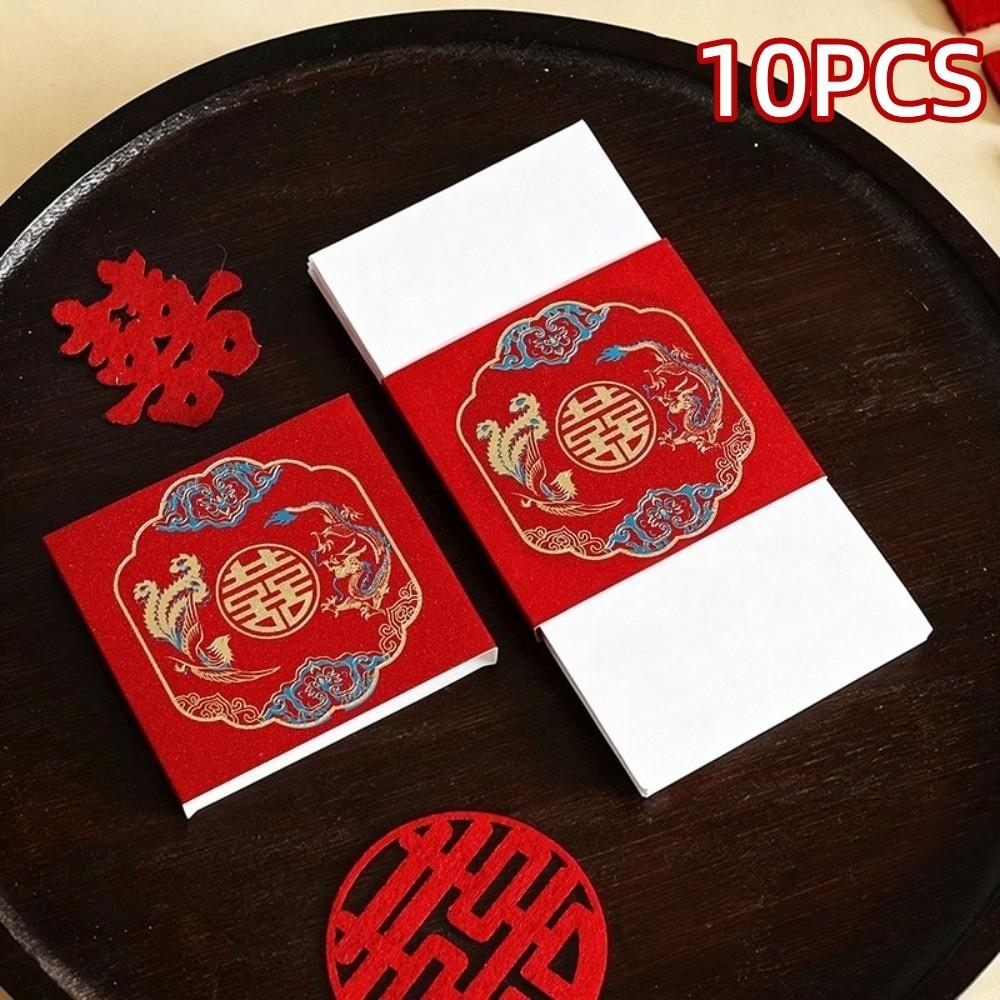 10pcs Gold Stamping Money Paper Sealing Strip Traditional New Year Red Packet Birthday