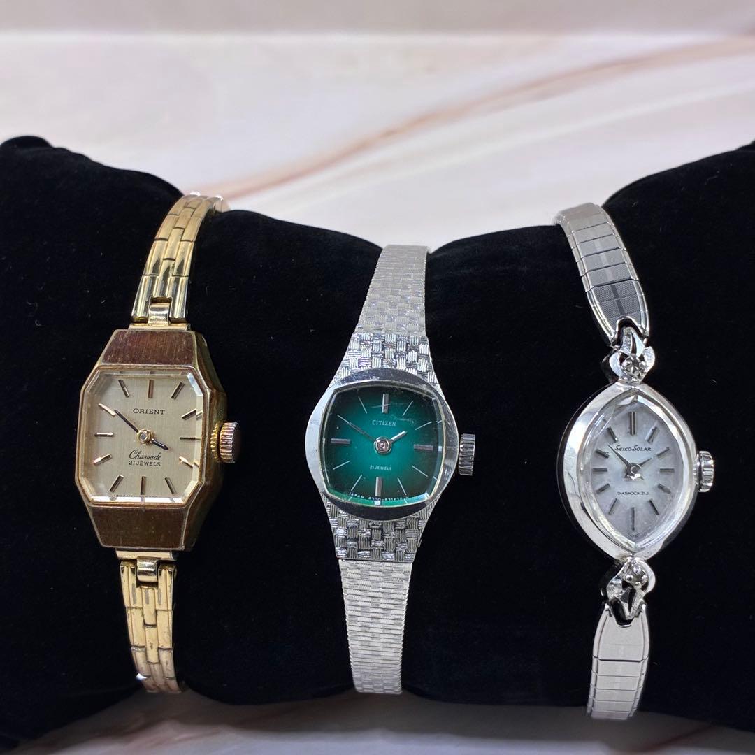 Used 3 junk Seiko Citizen Orient vintage hand-wound watches summary