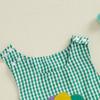 Baby Summer Rompers Soft Plaid Puppy Pattern Button Sleeveless Crew Neck Newborn Jumpsuits